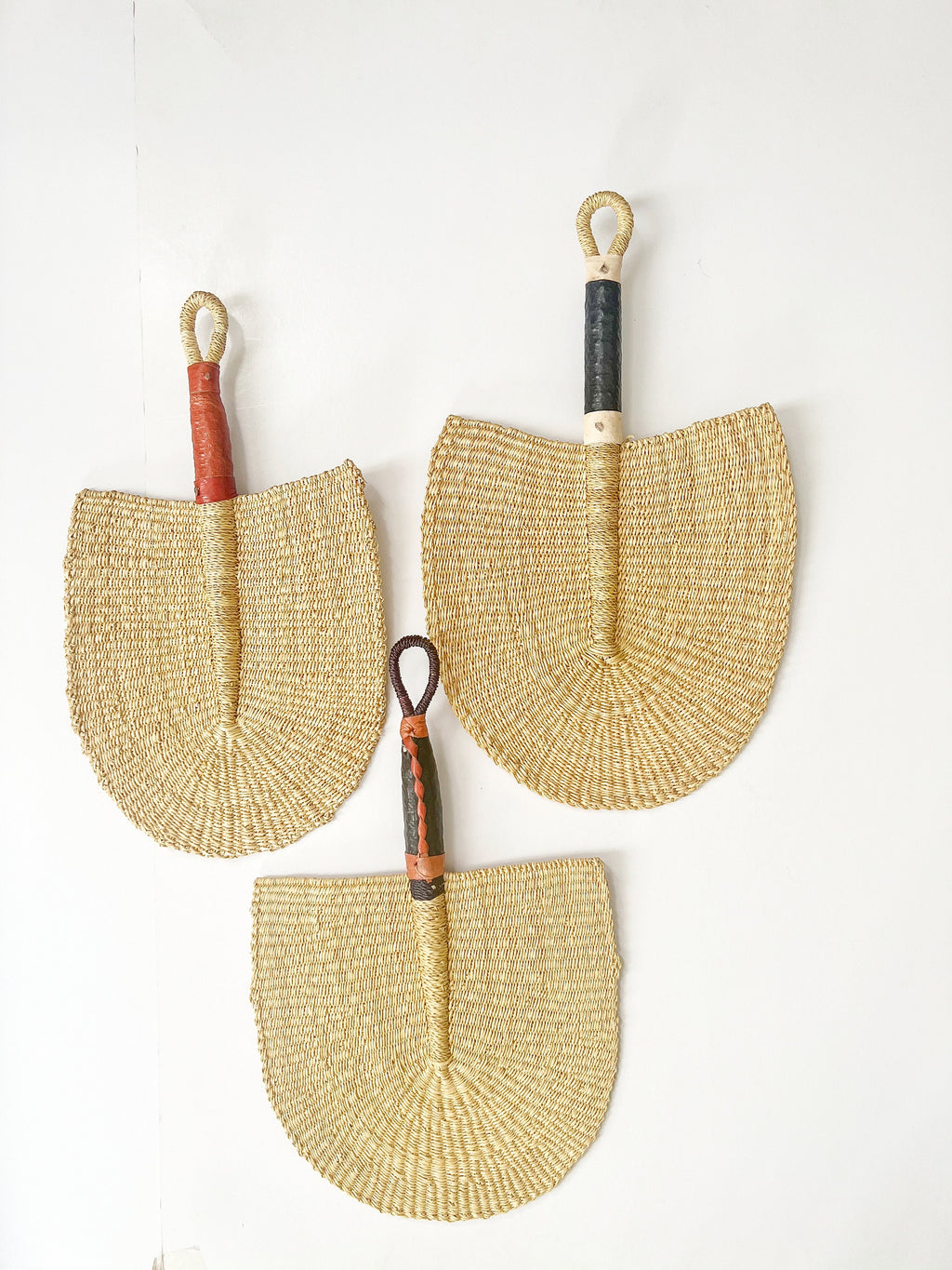 Bolga Fans set of 3 - Natural, Authentic African Fan from Ghana