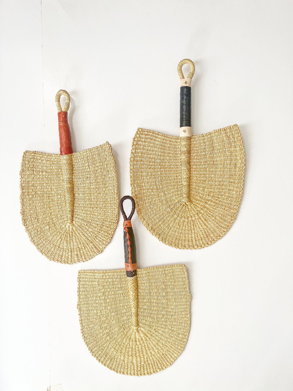 Woven Bolga Fan set of 3 - Natural/ Neutral Color