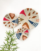 Set of 3 Basket Wall Decor - Colorful Bohemian Baskets