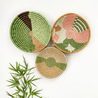 Wall Basket Green Set of 3 -  Modern Style