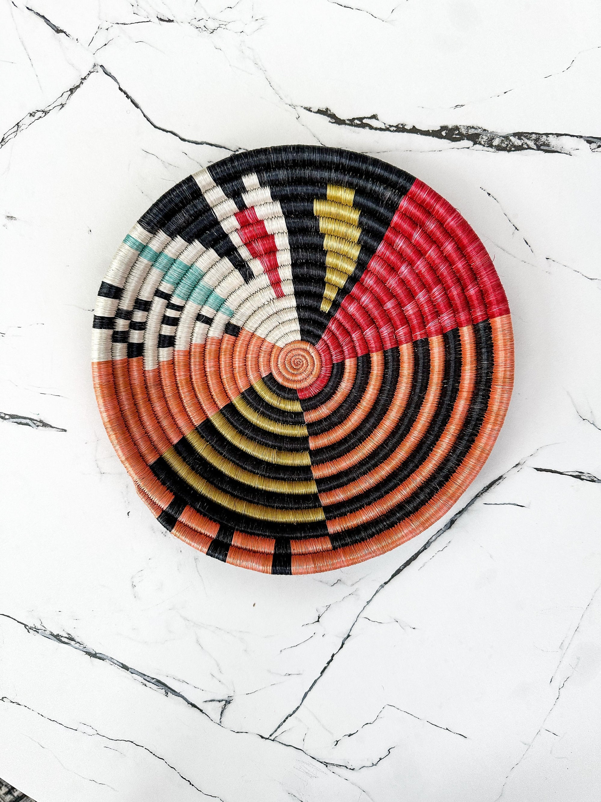 Kalisimbi basket bowl - Handwoven Colorful wall Basket