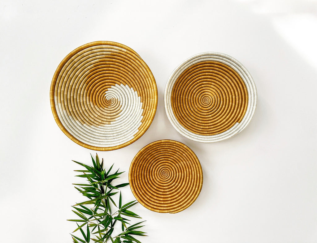 Wall Basket Brown Set of 3 - Woven african baskets
