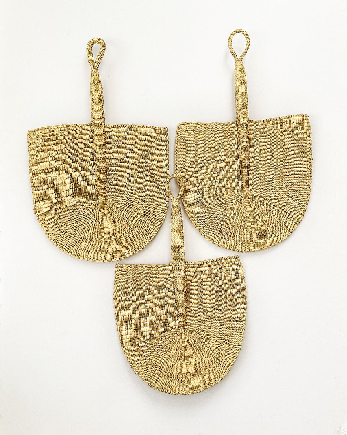 Woven Bolga Fan set of 3 - Natural/ Neutral Color