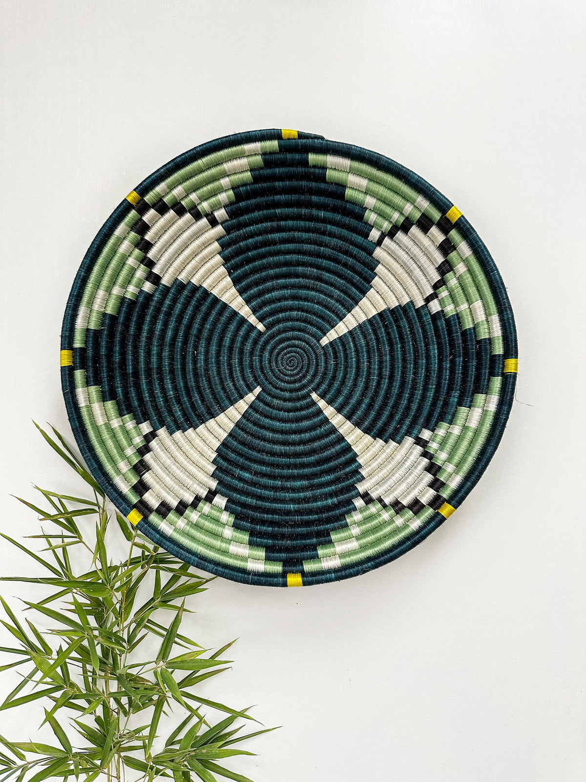 Green Woven African Basket for Wall Decor, Home Decor