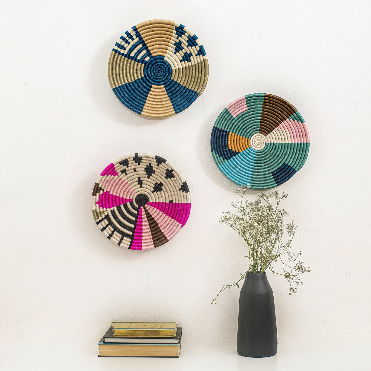 Woven African Bowl - ColorBlock Abstract Pattern