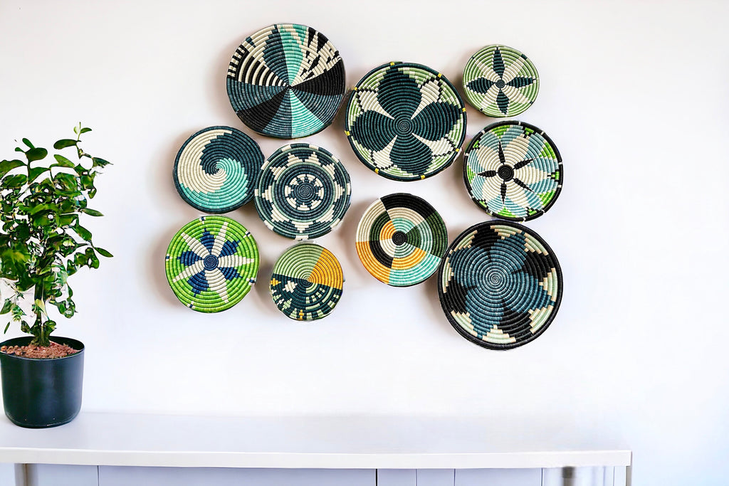 Wall Baskets Green Set of 10 - Basket Wall Decor