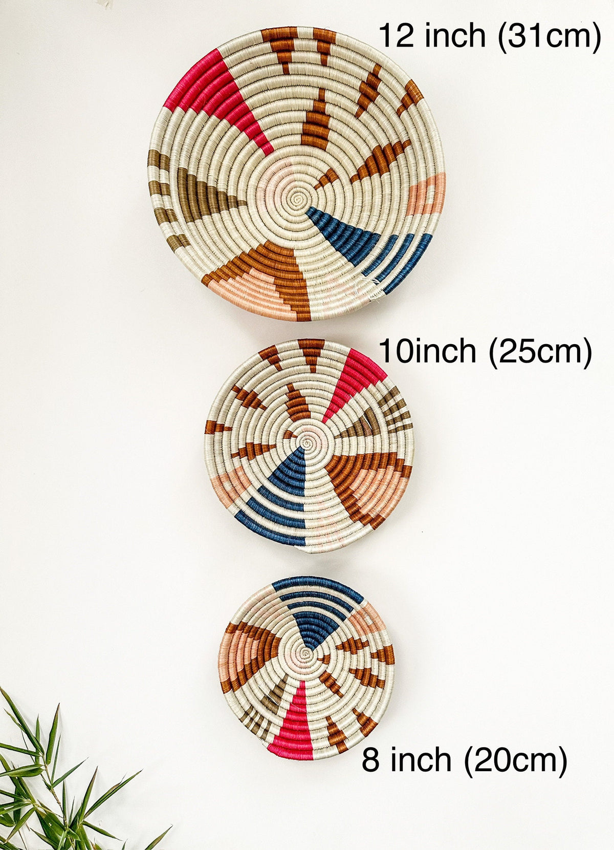 Set of 3 Basket Wall Decor - Colorful Bohemian Baskets