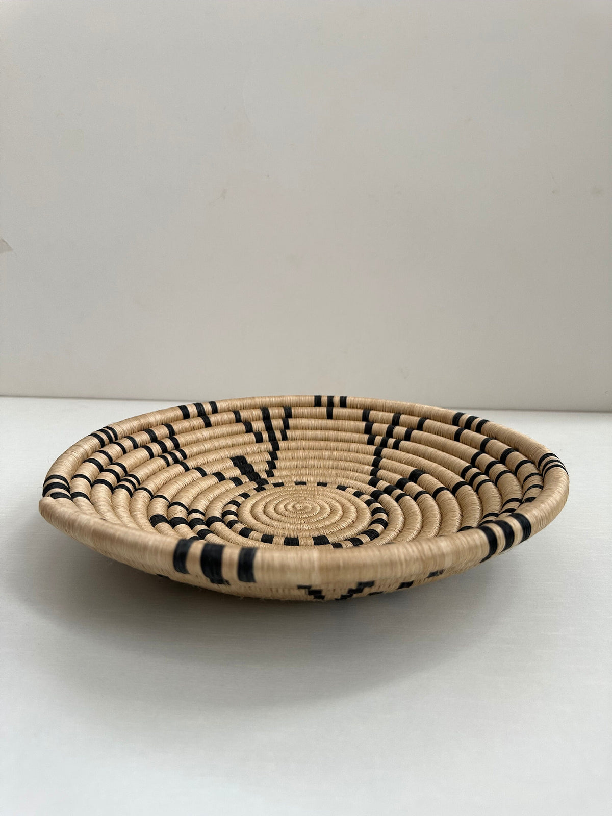 Handwoven Brown and Black African Basket Art