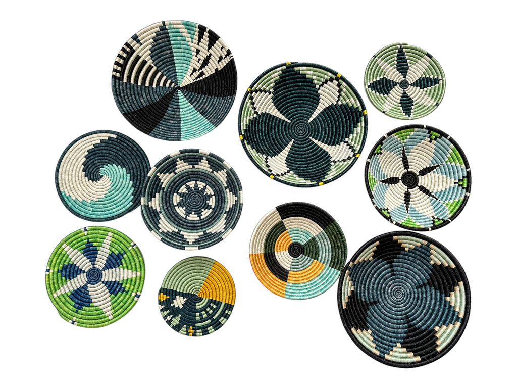 Wall Baskets Green Set of 10 - Basket Wall Decor