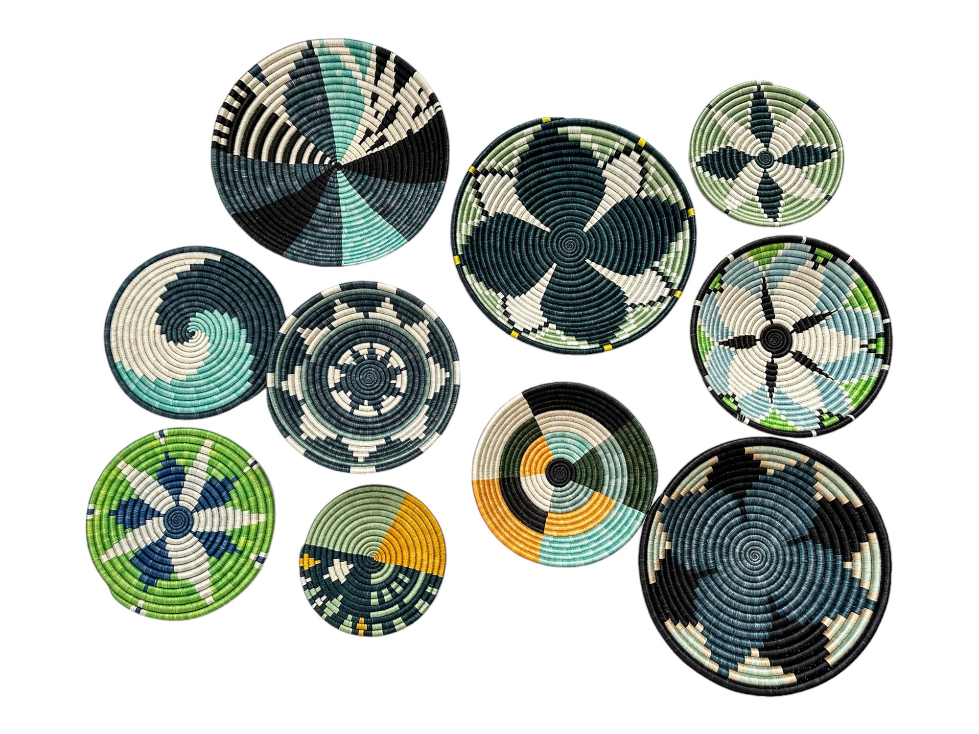 Wall Baskets Green Set of 10 - Basket Wall Decor