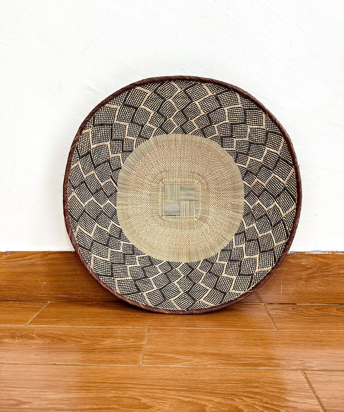 Handwoven Binga Basket, 24'' African Wall Decor, Boho Rustic Decor