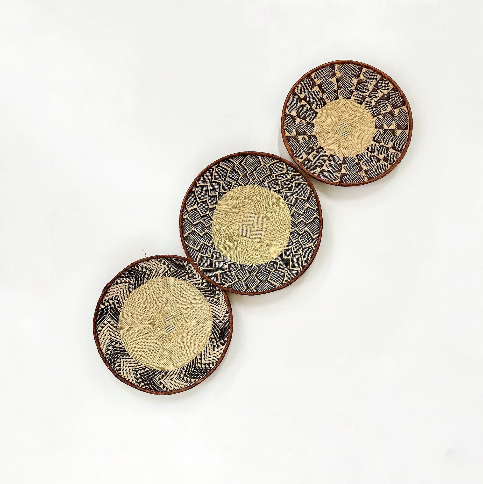 African Wall Basket Set: Binga Baskets, Boho Home Decor