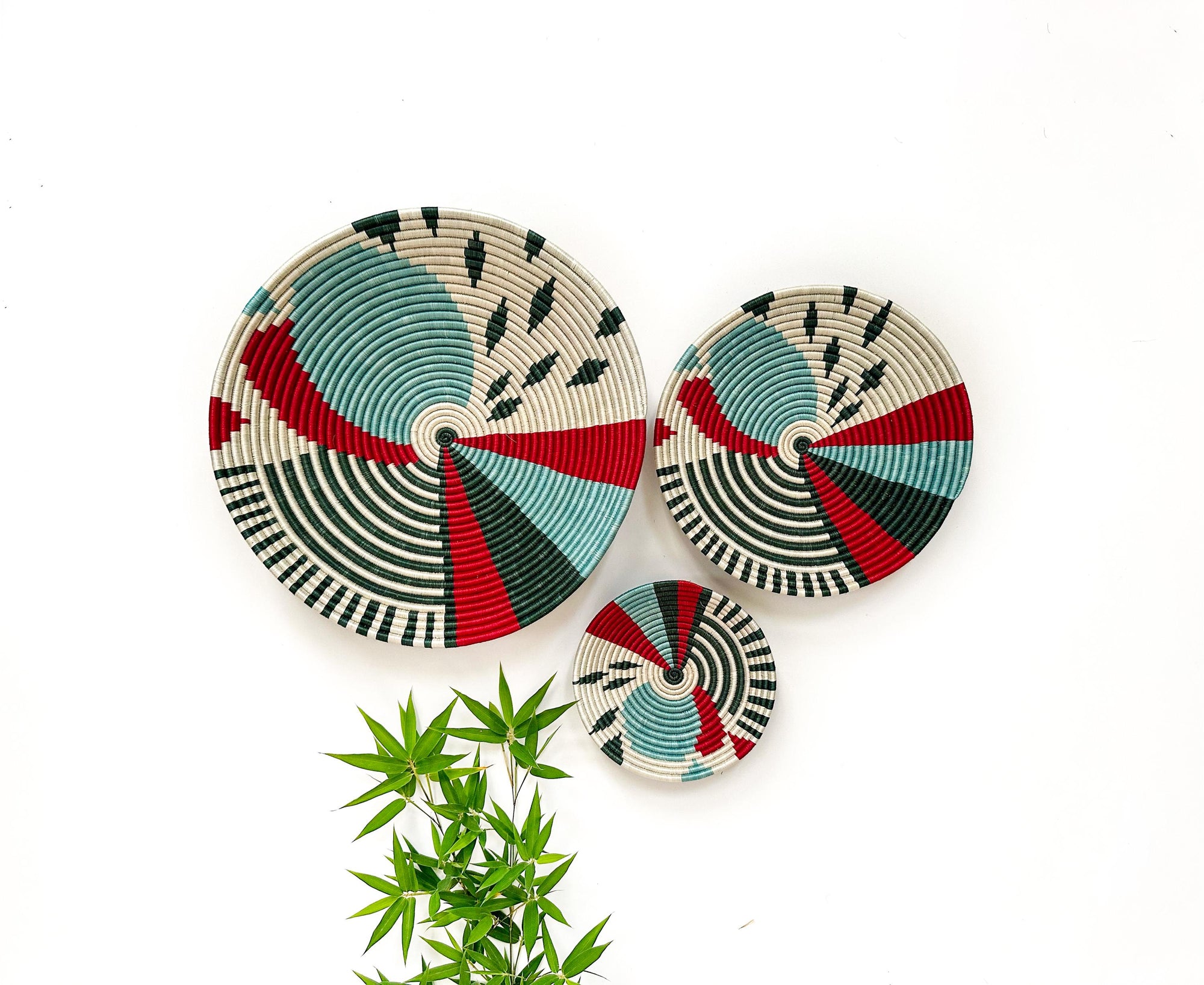 African Wall Basket Set: Bohemian Wall Decor