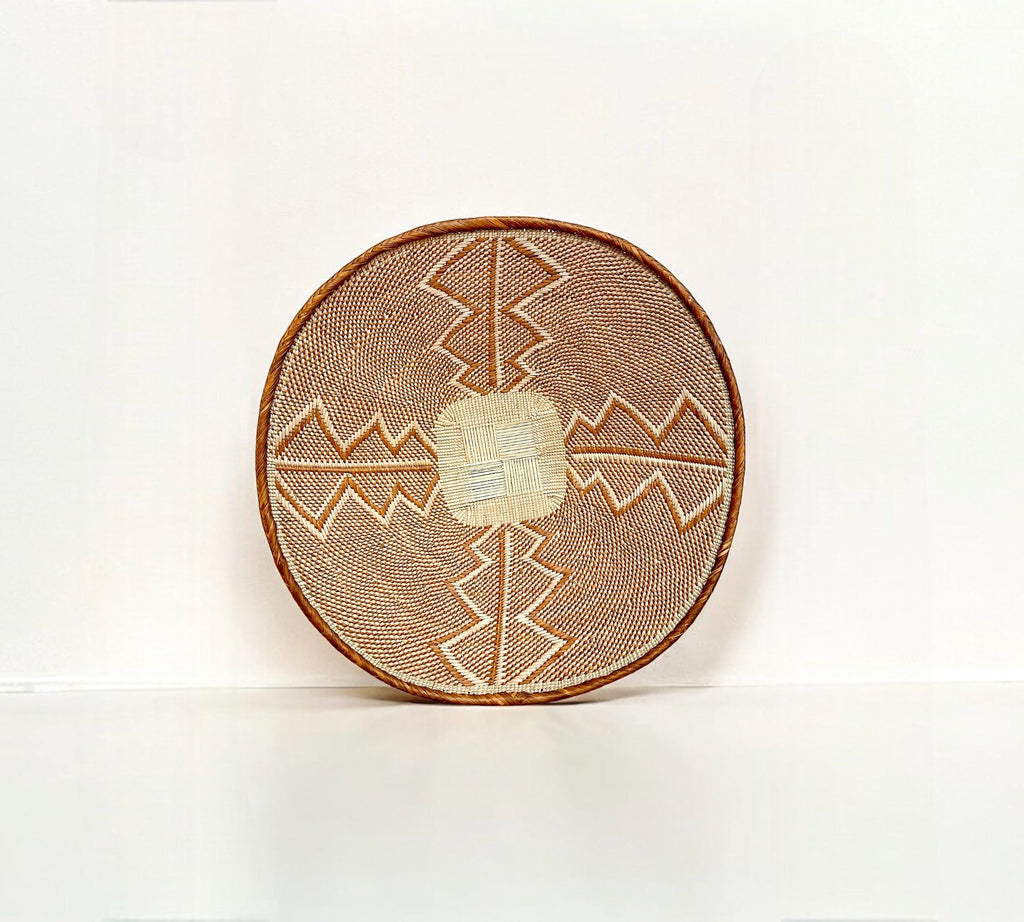 Brown African Wall Basket: 21" Handwoven Binga Boho Decor