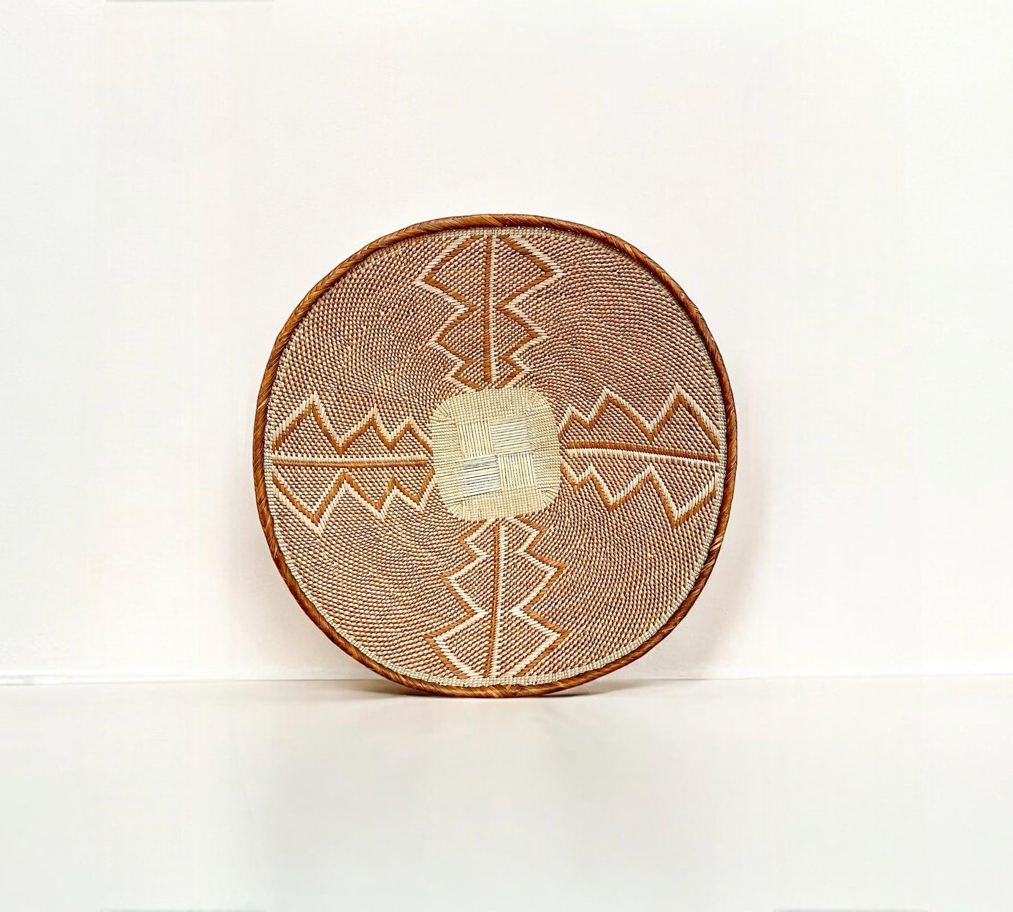 Brown African Wall Basket: 21" Handwoven Binga Boho Decor