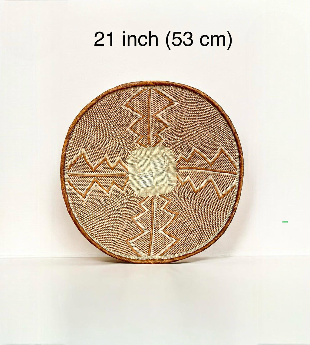 Brown African Wall Basket: 21" Handwoven Binga Boho Decor
