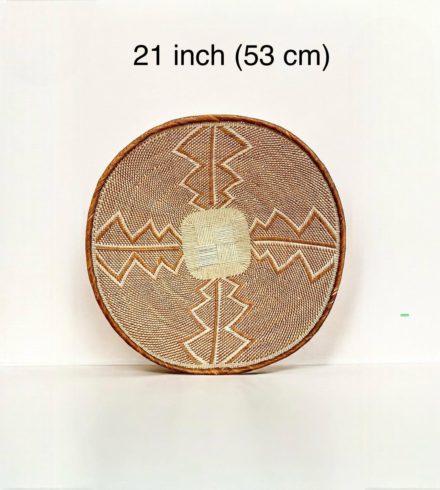 Brown African Wall Basket: 21" Handwoven Binga Boho Decor