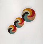 Woven Trivets Wall Decor Set of 3: Colorful African Wall Baskets - Flat Spiral Pattern
