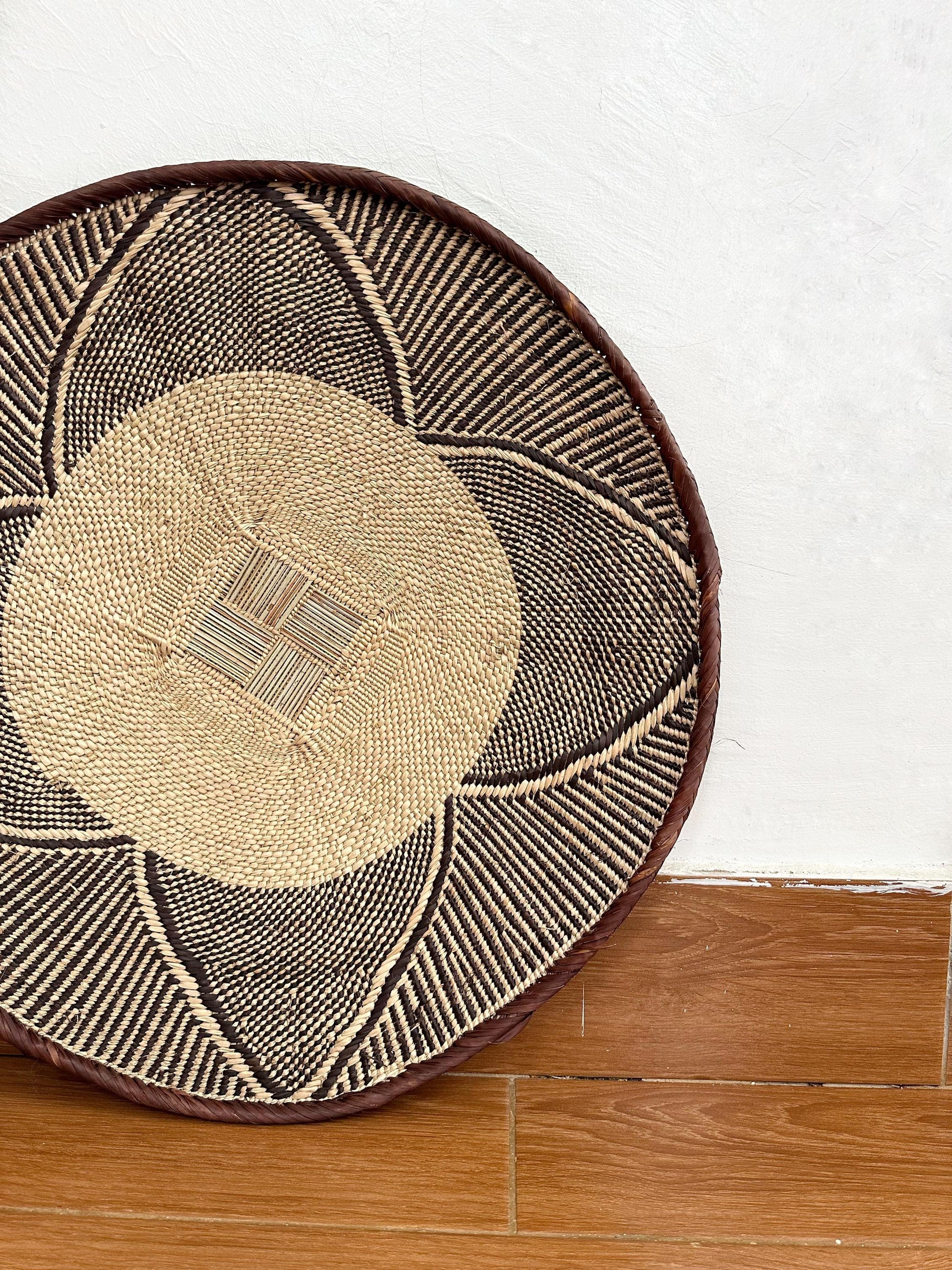 Large Wall Basket: 24'' Brown Woven Wall Hanging, Bohemian Decor