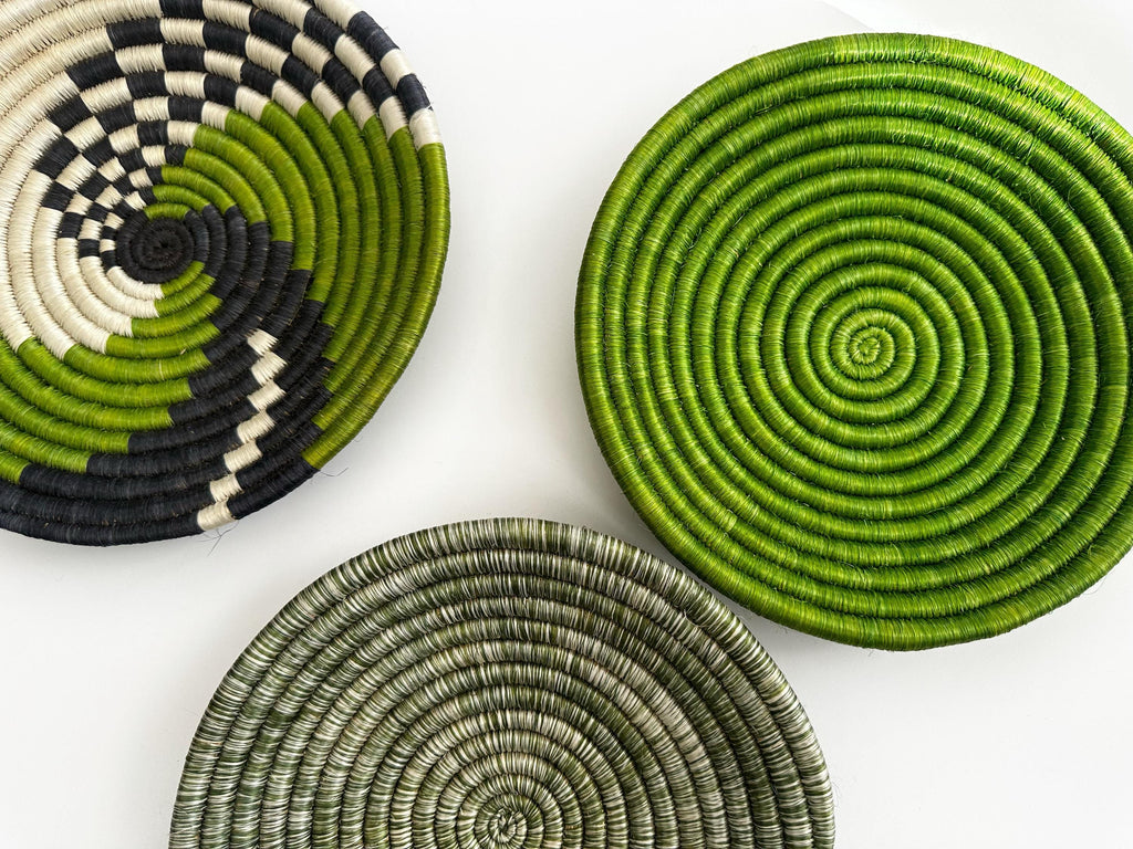 Green Woven Wall Basket (Set of 3): Boho Wall decor