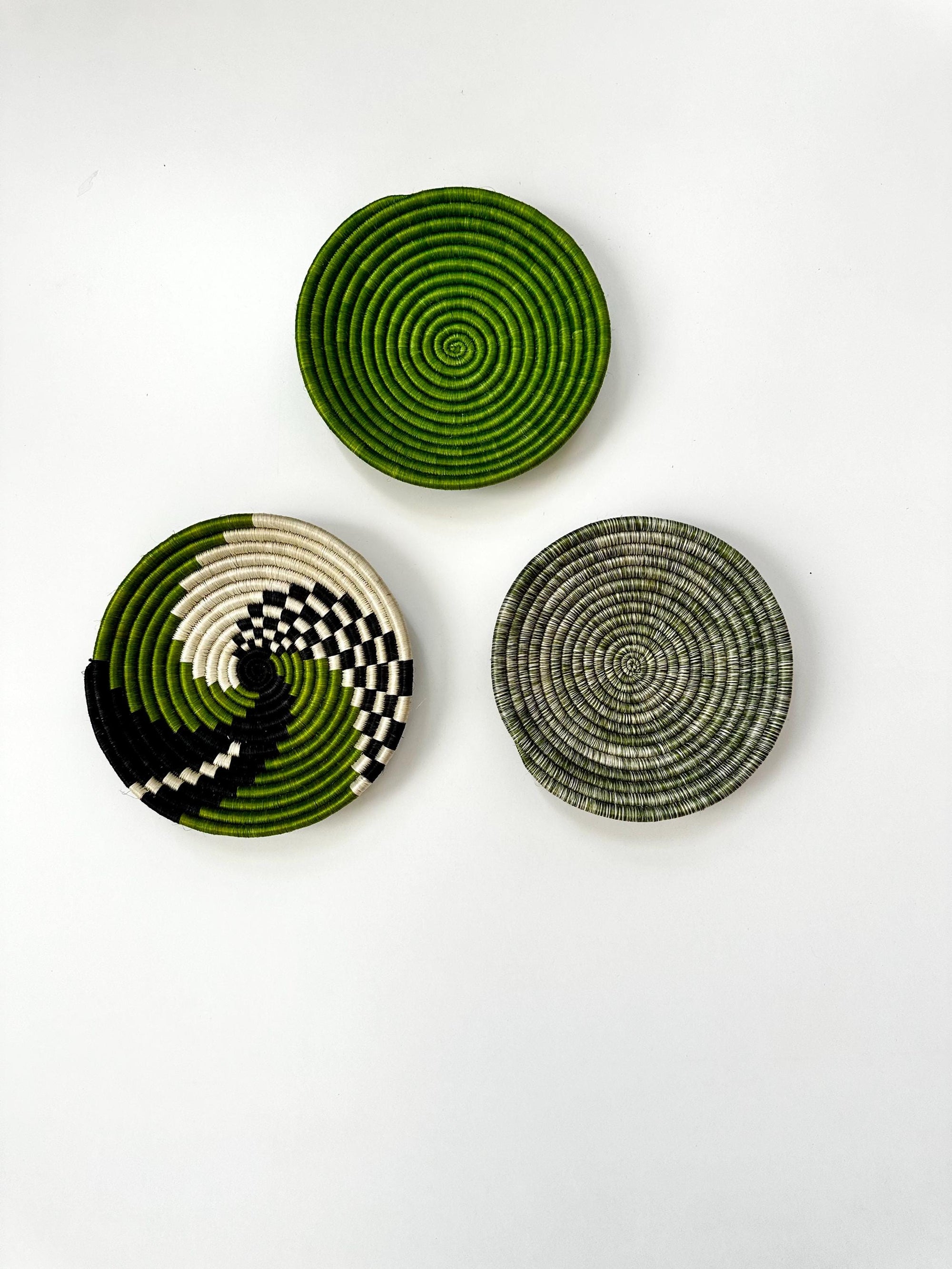 Green Woven Wall Basket (Set of 3): Boho Wall decor