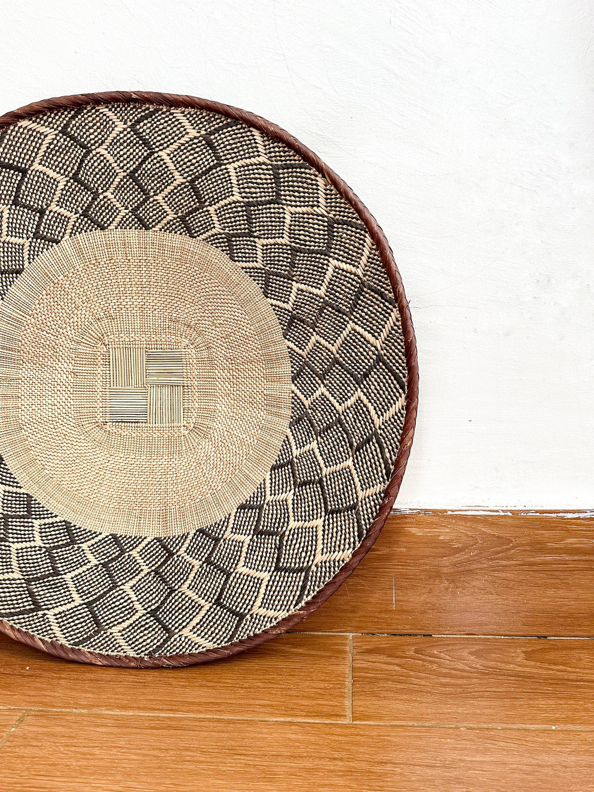 Handwoven Binga Basket, 24'' African Wall Decor, Boho Rustic Decor