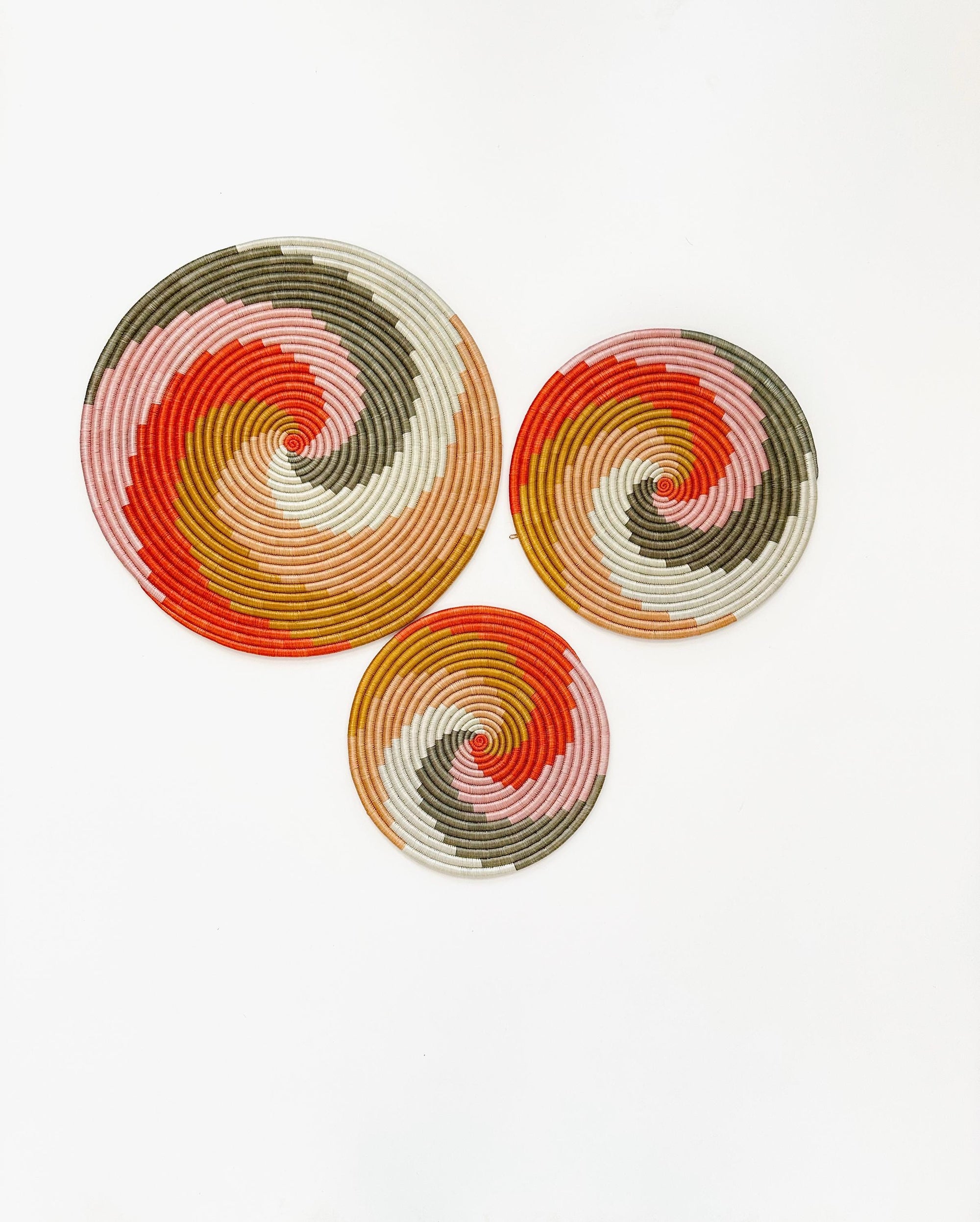 Woven Wall Baskets Decor - Set of 3 African Boho Trivets