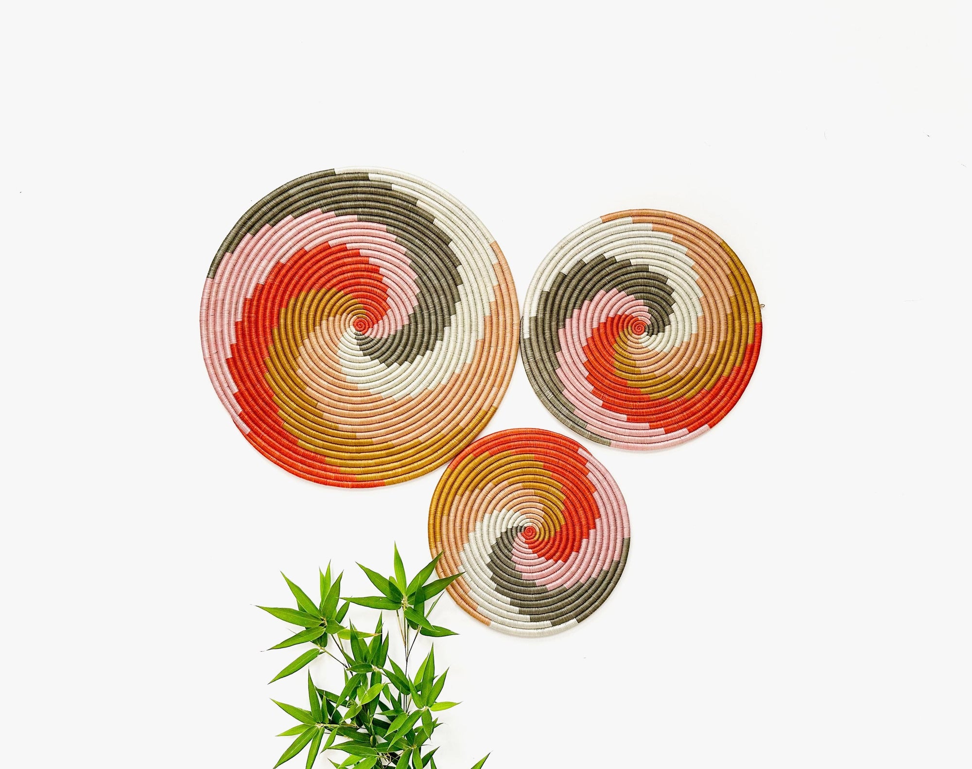 Woven Wall Baskets Decor - Set of 3 African Boho Trivets