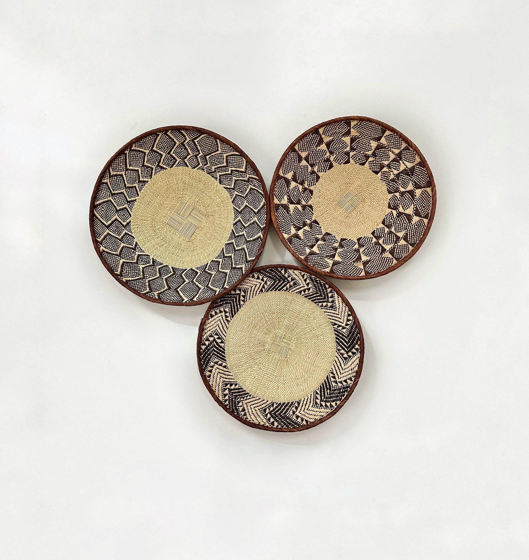 African Wall Basket Set: Binga Baskets, Boho Home Decor