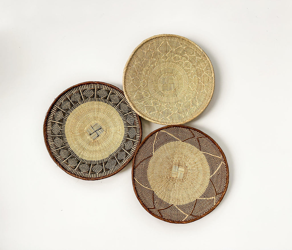 Handwoven Binga Basket Set: African Wall Baskets, Boho Home Decor