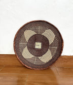 African Wall Baskets: 21" Brown Woven Wall Art, Boho Decor