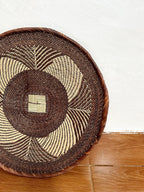 African Wall Baskets: 21" Brown Woven Wall Art, Boho Decor