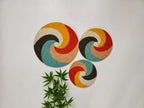 Woven Trivets Wall Decor Set of 3: Colorful African Wall Baskets - Flat Spiral Pattern