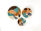 Woven Trivets Wall Decor Set of 3: Colorful African Wall Baskets - Flat Abstract Pattern