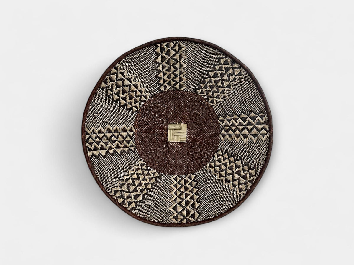 Large Wall Basket - earthy tones: 24'' Brown Woven Wall Art