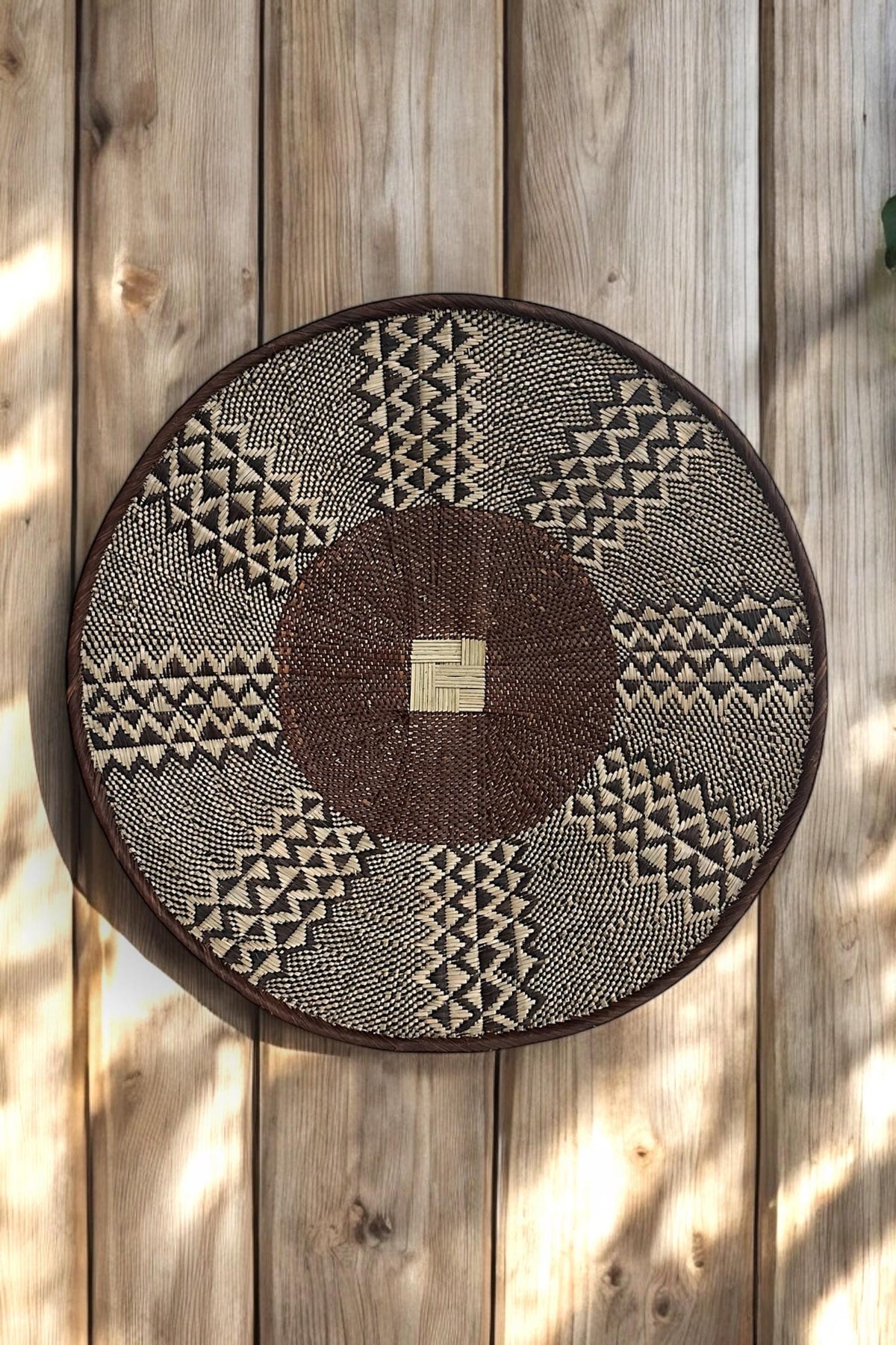 Large Wall Basket - earthy tones: 24'' Brown Woven Wall Art