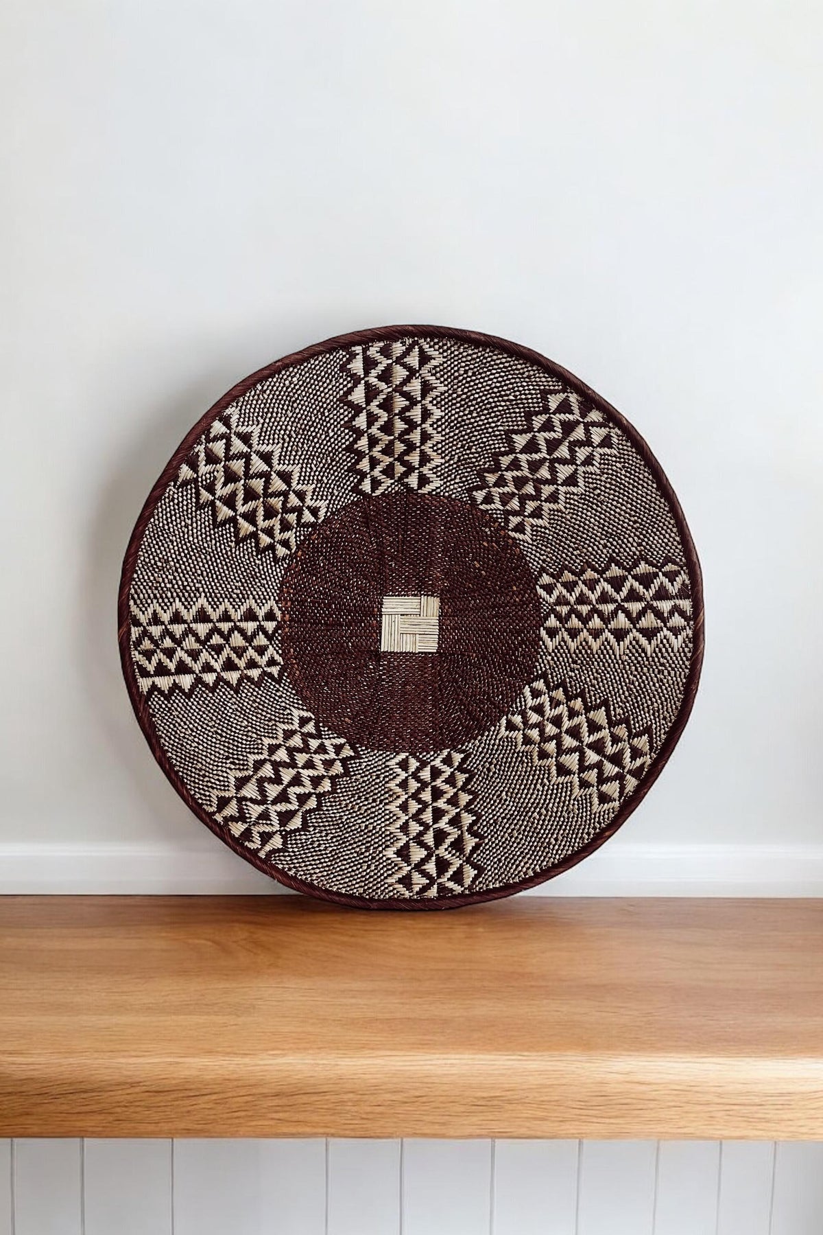 Large Wall Basket - earthy tones: 24'' Brown Woven Wall Art