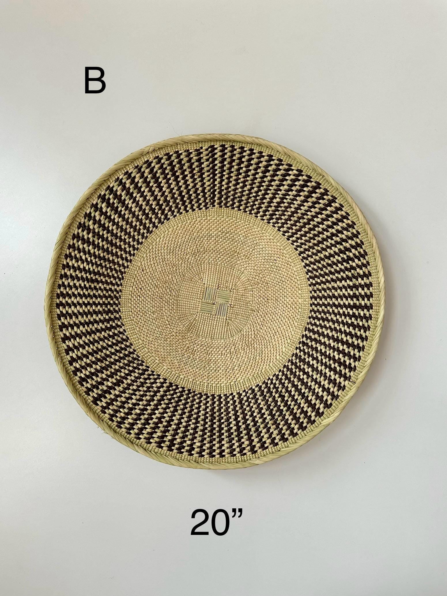 Handwoven African Basket Wall Decor: 20'' Boho Binga Basket