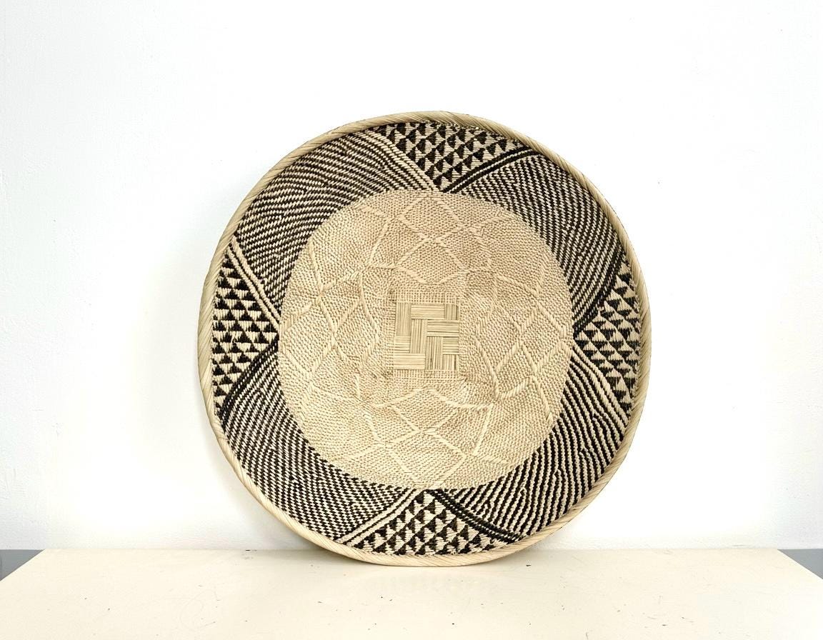 Handwoven Binga Basket Wall Art – 26 Inch Rustic African Home Decor