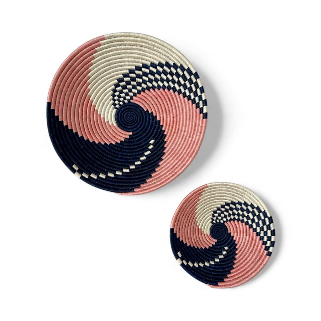 Set of 2 pink and blue Wall Basket - Boho Wall Decor