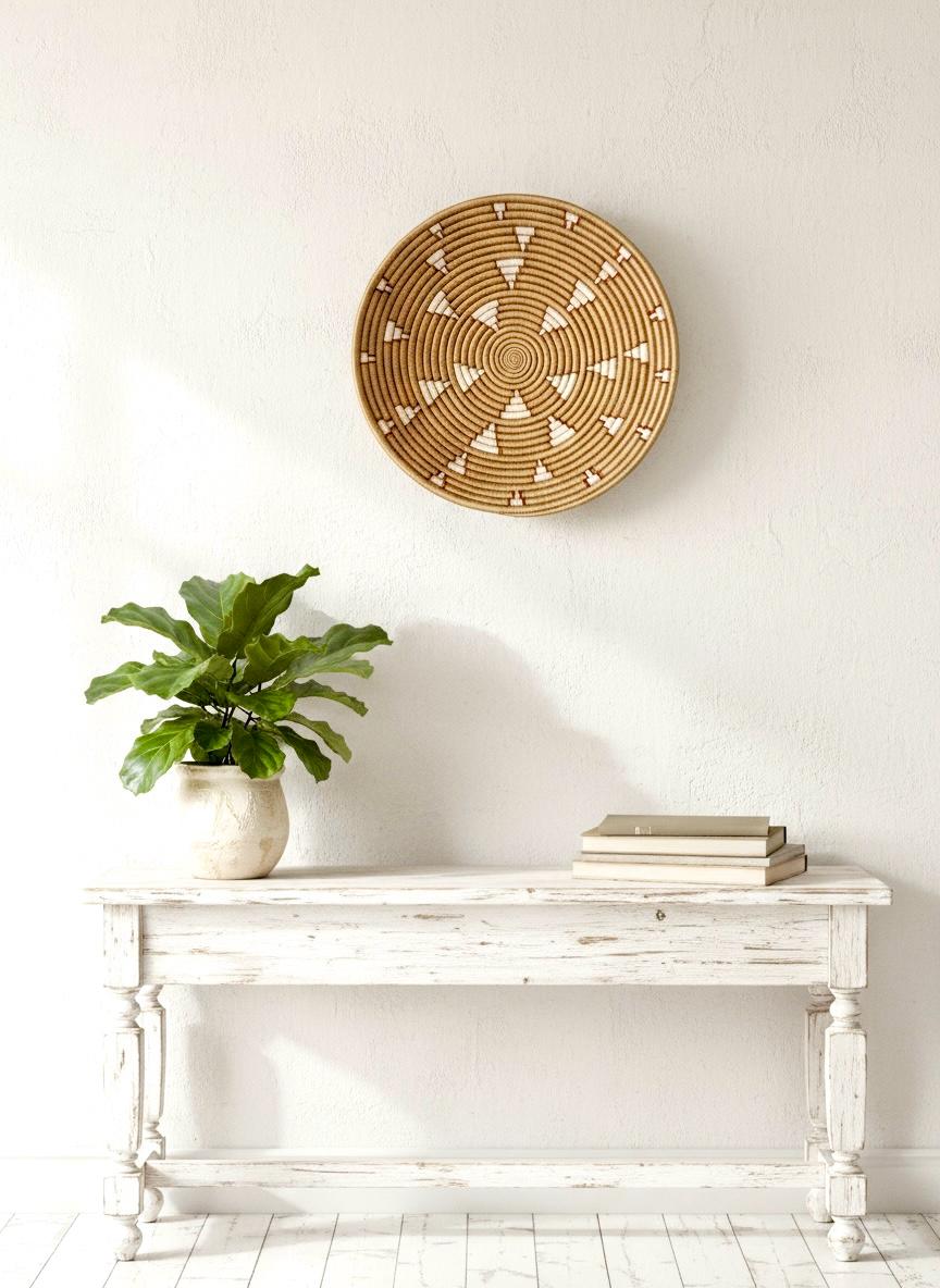 Large Brown Wall Basket: Handmade Sisal Bowl, Shelf Decor