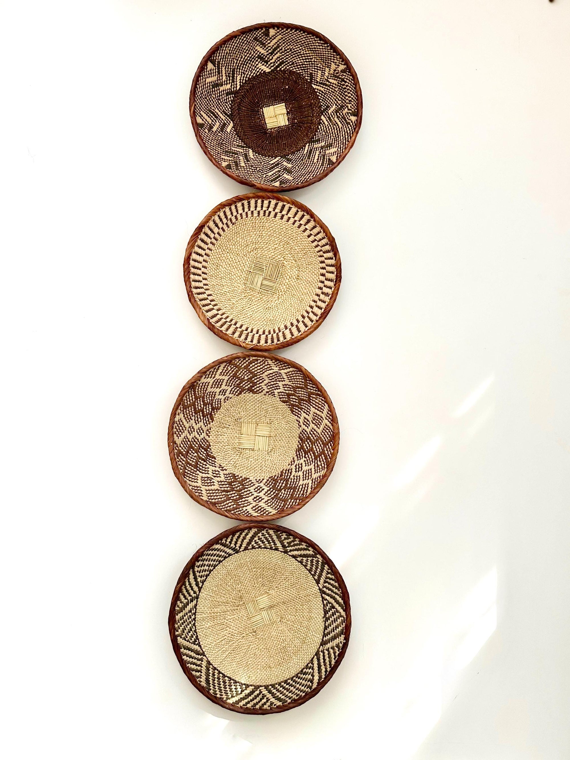 Woven Wall Basket Set of 4, Rustic Boho Decor