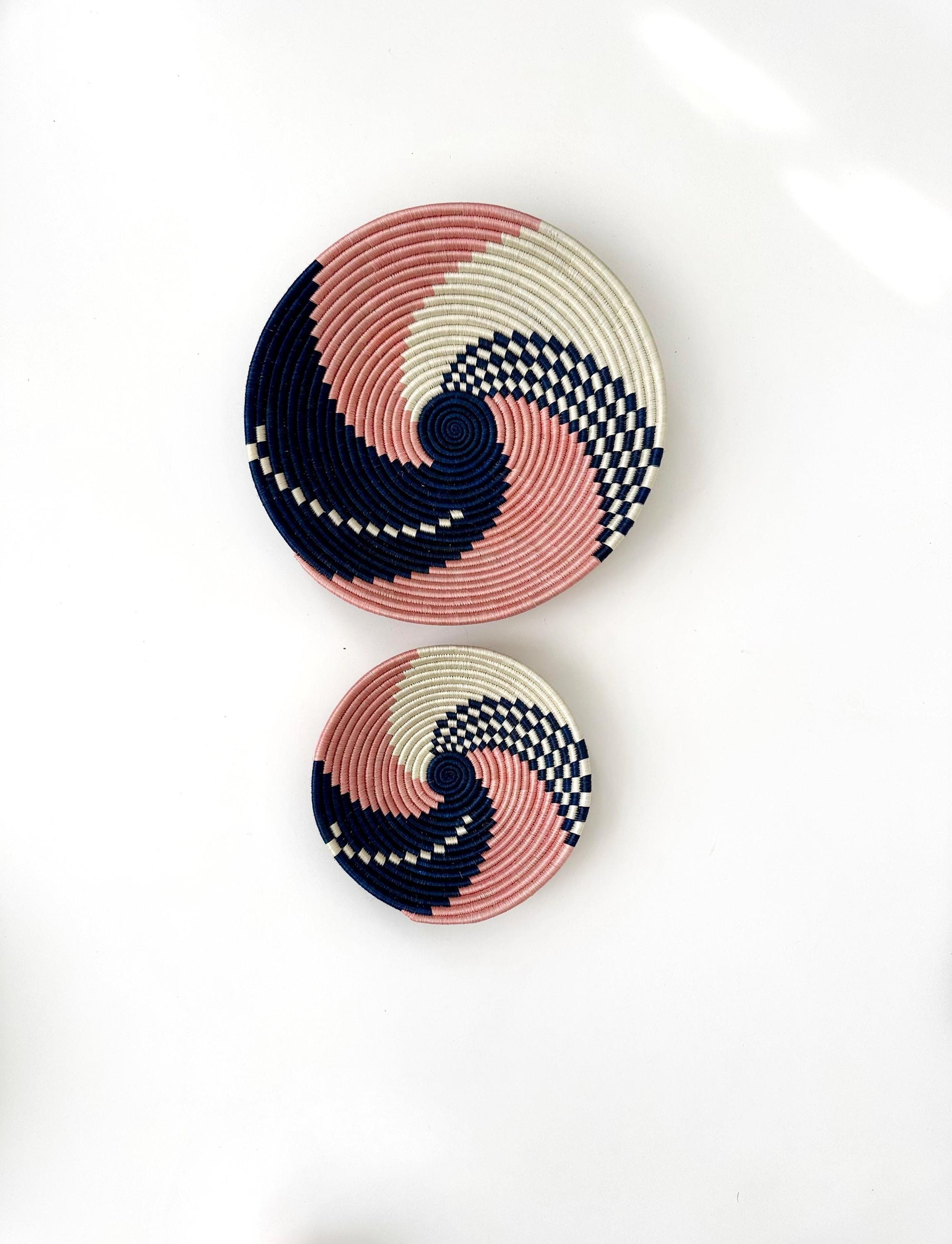 Set of 2 pink and blue Wall Basket - Boho Wall Decor