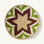 Handwoven Green and Brown Wall Basket - Boho Home Decor (16 inch)