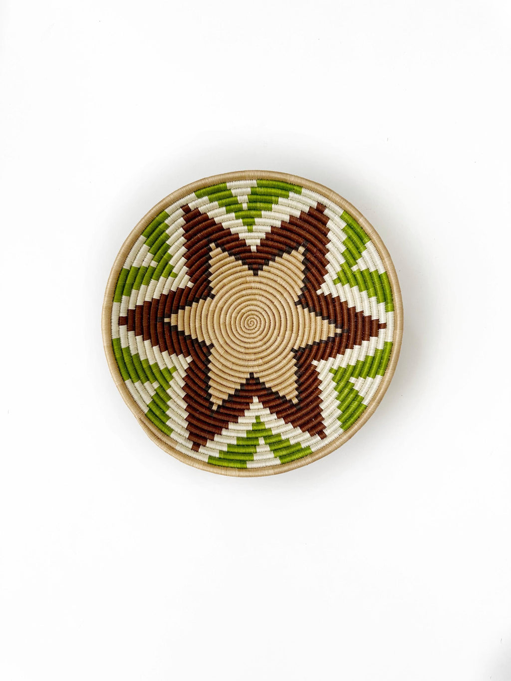 Handwoven Green and Brown Wall Basket - Boho Home Decor (16 inch)