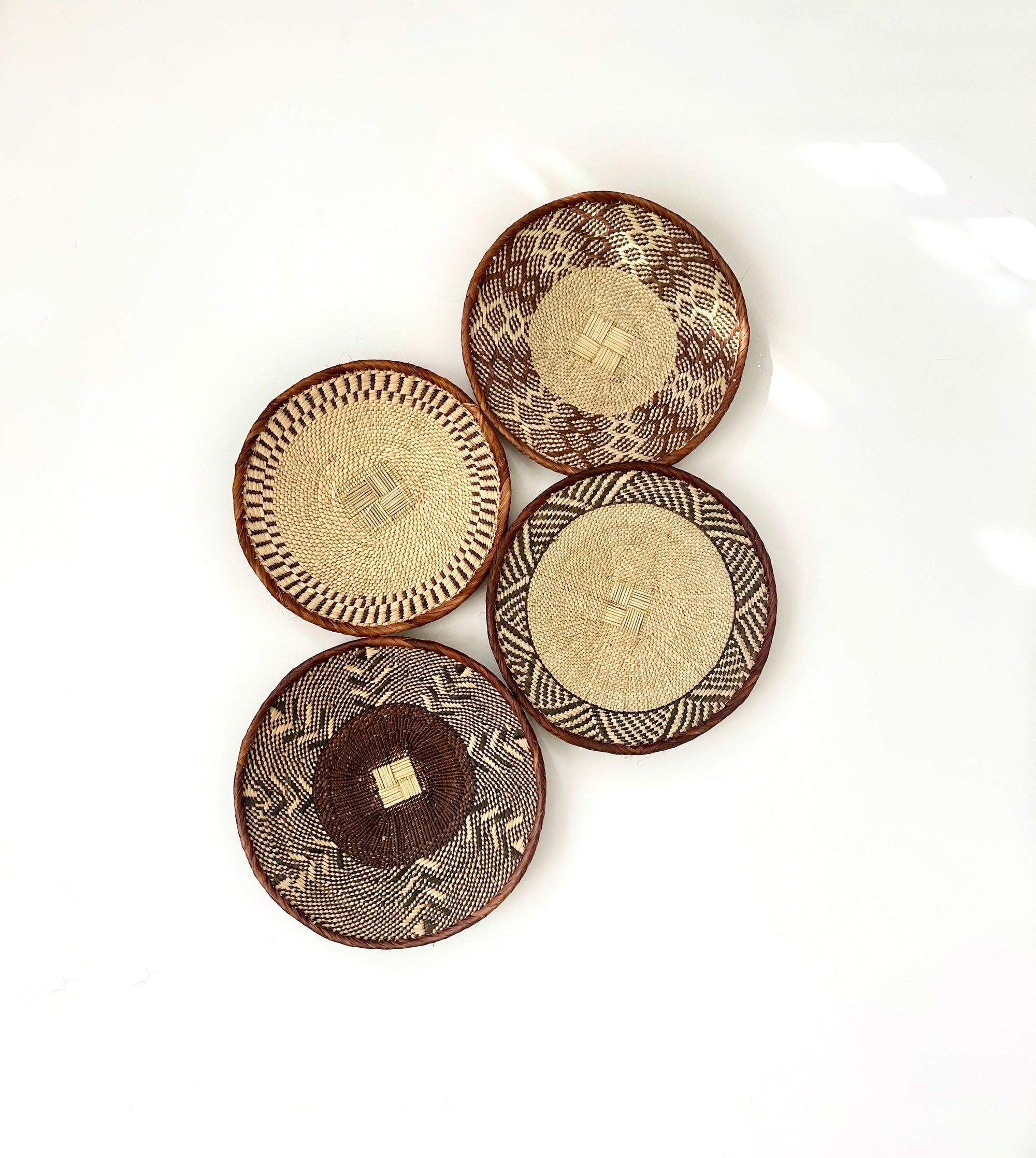 Woven Wall Basket Set of 4, Rustic Boho Decor