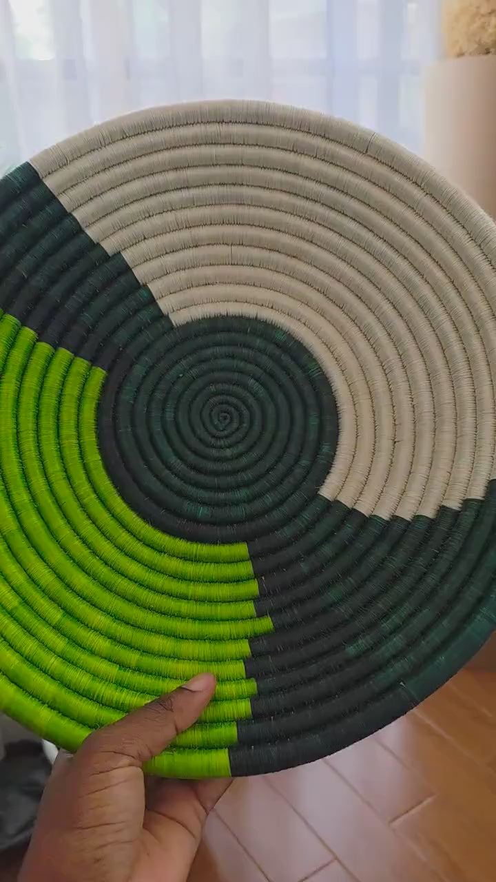 Green Wall Basket- Large 14 inch, Colorful Home Decor