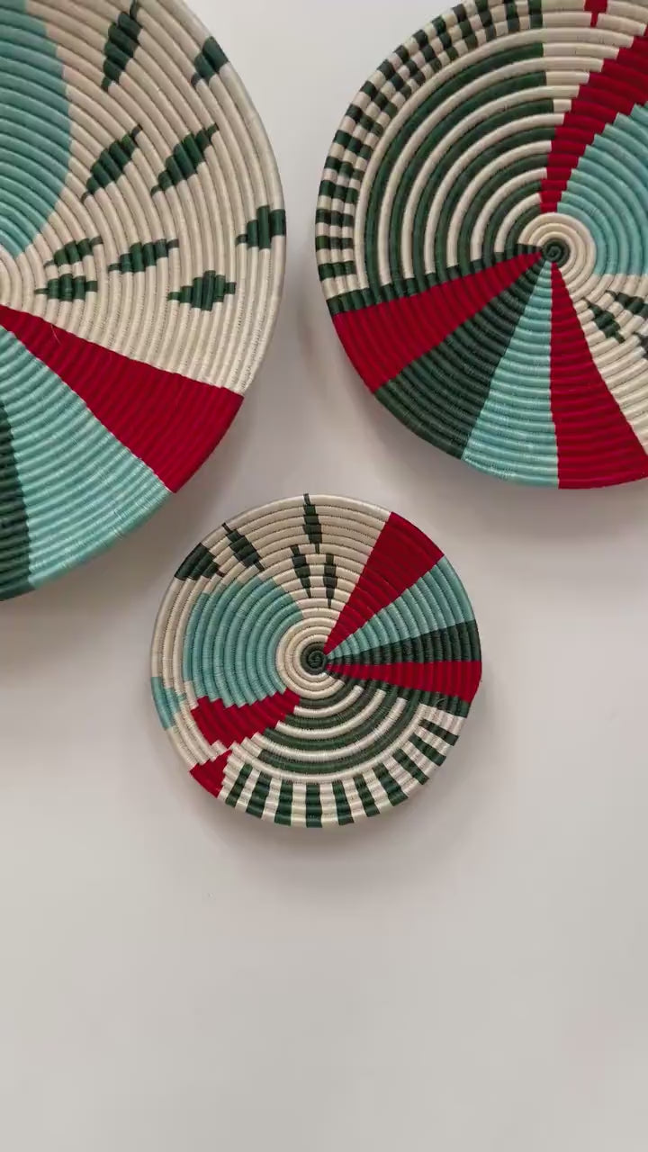 African Wall Basket Set: Bohemian Wall Decor