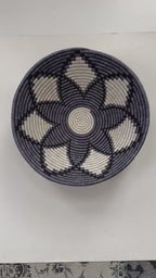Large African Basket: 16 inch Wall Basket Gray White